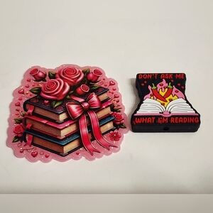 Flatback‎ Books Beads Funny Crafts Badge Keychain Magnet Clip Acrylic Reading
